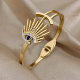 Evil Eyes Bracelet Stainless Steel Cuff Bangle Lucky Eye Bracelets