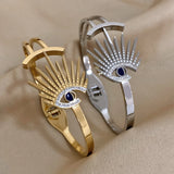 Evil Eyes Bracelet Stainless Steel Cuff Bangle Lucky Eye Bracelets
