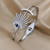 Evil Eyes Bracelet Stainless Steel Cuff Bangle Lucky Eye Bracelets