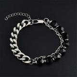 Faceted Agate Beads Bracelets Stainless Steel Chain Jewelry