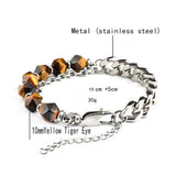 Faceted Agate Beads Bracelets Stainless Steel Chain Jewelry