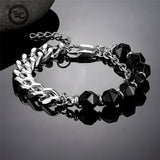 Faceted Agate Beads Bracelets Stainless Steel Chain Jewelry