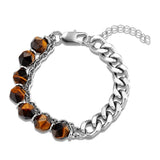 Faceted Agate Beads Bracelets Stainless Steel Chain Jewelry