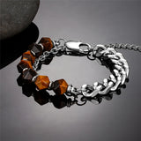 Faceted Agate Beads Bracelets Stainless Steel Chain Jewelry
