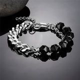 Faceted Agate Beads Bracelets Stainless Steel Chain Jewelry