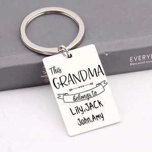 Personalized GRANDMA Belongs to Engraved Name Keychain