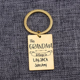 Personalized GRANDMA Belongs to Engraved Name Keychain