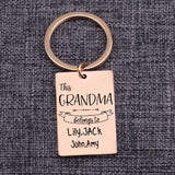 Personalized GRANDMA Belongs to Engraved Name Keychain