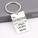 Personalized GRANDMA Belongs to Engraved Name Keychain