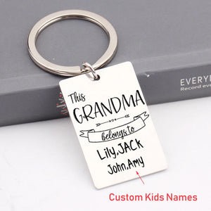 Personalized GRANDMA Belongs to Engraved Name Keychain