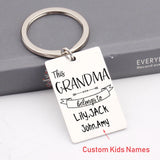 Personalized GRANDMA Belongs to Engraved Name Keychain