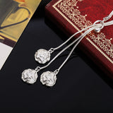 925 Sterling Silver Rose Flower Necklace for Women Party Christmas