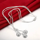 925 Sterling Silver Rose Flower Necklace for Women Party Christmas