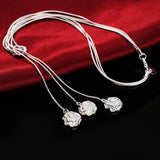 925 Sterling Silver Rose Flower Necklace for Women Party Christmas
