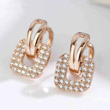S925 Sterling Silver 20MM Square Zircon Earrings - Rose/Silver
