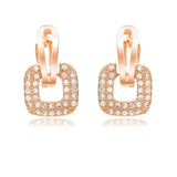 S925 Sterling Silver 20MM Square Zircon Earrings - Rose/Silver