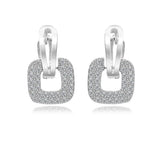 S925 Sterling Silver 20MM Square Zircon Earrings - Rose/Silver