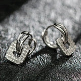 S925 Sterling Silver 20MM Square Zircon Earrings - Rose/Silver