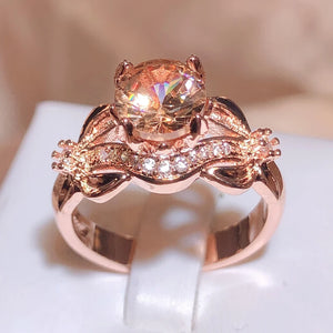 Unique Style Rose Flower Engagement Ring Vintage Wedding Rings For Women