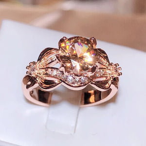 Unique Style Rose Flower Engagement Ring Vintage Wedding Rings For Women