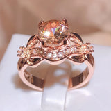 Unique Style Rose Flower Engagement Ring Vintage Wedding Rings For Women