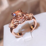 Unique Style Rose Flower Engagement Ring Vintage Wedding Rings For Women