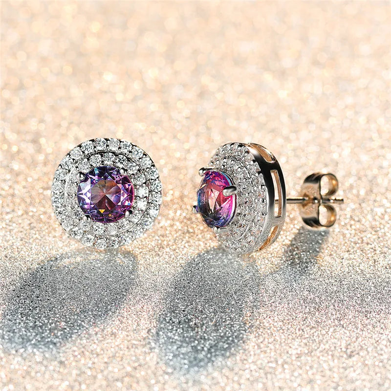 Vintage Rainbow Crystal Stone Earrings