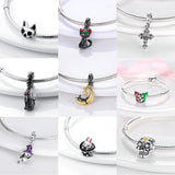 925 Silver Witch Skull Charm Bracelet Bead Halloween Jewelry
