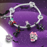 925 Silver Witch Skull Charm Bracelet Bead Halloween Jewelry