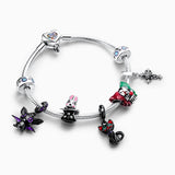925 Silver Witch Skull Charm Bracelet Bead Halloween Jewelry