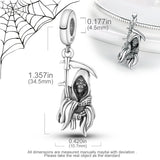 925 Silver Witch Skull Charm Bracelet Bead Halloween Jewelry