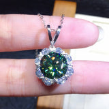 Lab Green Moissanite Pendant 925 Silver Wedding Necklace