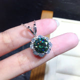 Lab Green Moissanite Pendant 925 Silver Wedding Necklace