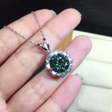 Lab Green Moissanite Pendant 925 Silver Wedding Necklace