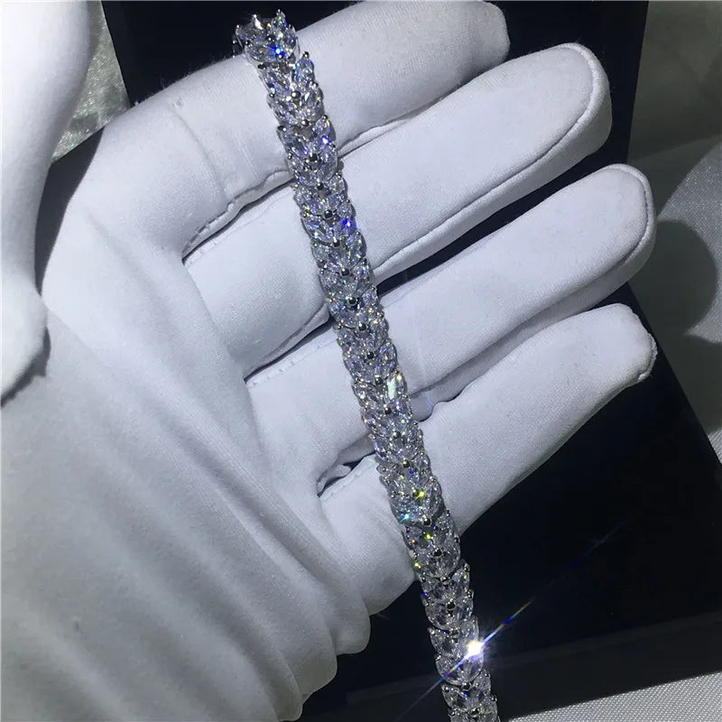 CZ Flower Bracelet 5A Zirconia Filled Bridal Gift