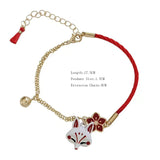 Fox Charm Flower Bangle Bracelet for Women, Red Animal Jewelry Gift