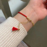 Fox Charm Flower Bangle Bracelet for Women, Red Animal Jewelry Gift