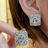 925 Sterling Silver Flower Diamond Stud Earrings for Women