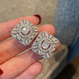 925 Sterling Silver Flower Diamond Stud Earrings for Women