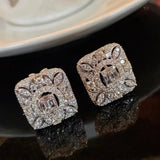925 Sterling Silver Flower Diamond Stud Earrings for Women