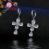 925 Silver CZ Charm Flower Pendant Set