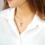 Flower Ruby Diamond cz Pendant 925 Sterling Silver Wedding Necklace