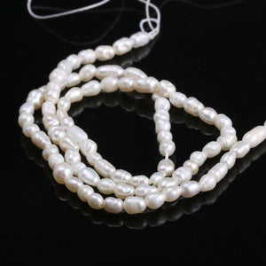 Freshwater Cultured Pearl Beads Rice Shape Natural Pearls 3-4mm