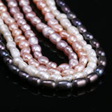 Freshwater Cultured Pearl Beads Rice Shape Natural Pearls 3-4mm