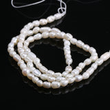 Freshwater Cultured Pearl Beads Rice Shape Natural Pearls 3-4mm