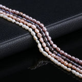 Freshwater Cultured Pearl Beads Rice Shape Natural Pearls 3-4mm