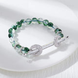 Crystal Women's Bracelet 8mm Chakra Green Beads Zirconia Jewelry