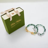 Crystal Women's Bracelet 8mm Chakra Green Beads Zirconia Jewelry