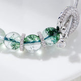 Crystal Women's Bracelet 8mm Chakra Green Beads Zirconia Jewelry