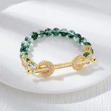 Crystal Women's Bracelet 8mm Chakra Green Beads Zirconia Jewelry
